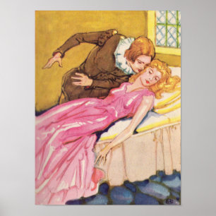 Prins Charming die het zoenen Sleeping Beauty vers Poster