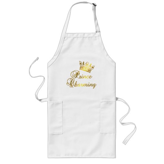 Prins Charming in Gold T-shirt voor Baby of volwas Lang Schort (Voorkant)