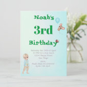 Prins Cute Blauwe Groene Muis Leeftijd Verjaardag  Kaart (Staand voorkant)