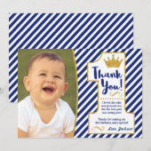 Prins Eerste verjaardag Dank je wel Bedankkaart (Voorkant / Achterkant)