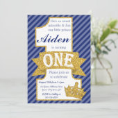 Prins Eerste Verjaardag Uitnodiging met enveloppen (Staand voorkant)