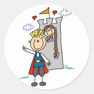 Prins en meisjes in towershirts en -cadeaus ronde sticker