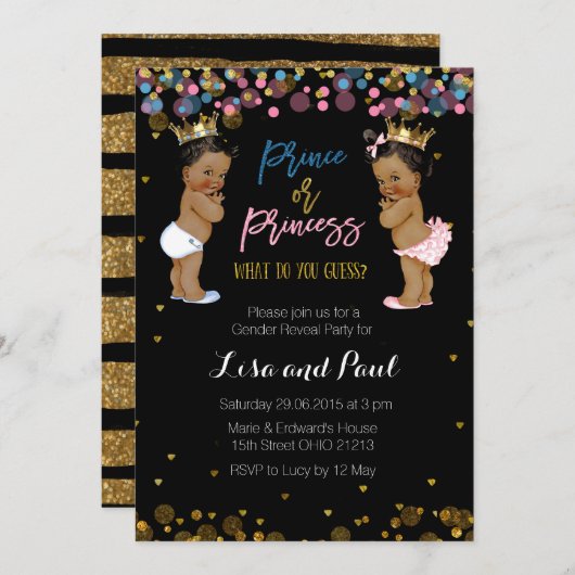 Prins en prinses Gender Reopenbaarle uitnodiging (Voorkant / Achterkant)