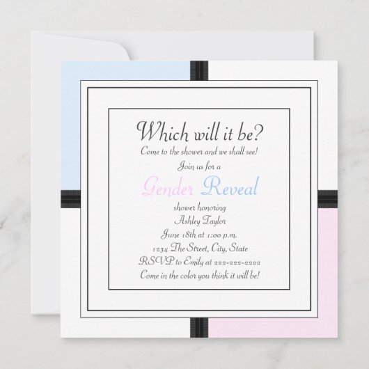 Prins en prinses onthullen geslacht kaart (Achterkant)