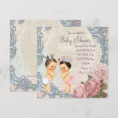 Prins en Prinses Tweeling Baby Shower Kaart (Voorkant / Achterkant)