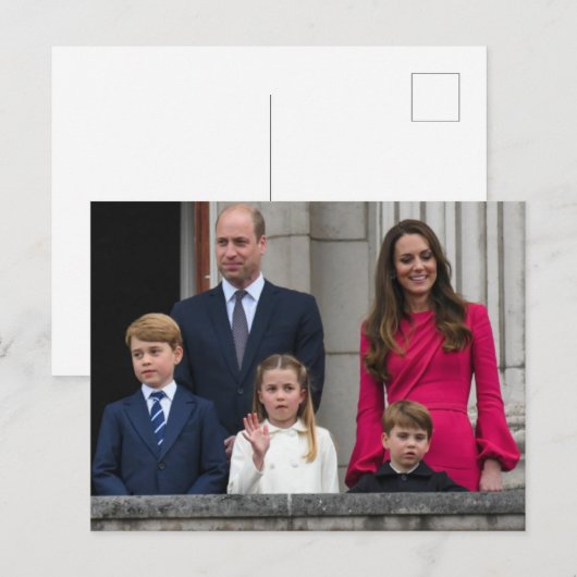 Prins en Prinses van Wales met hun kinderen Briefkaart (Voorkant / Achterkant)