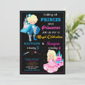 Prins en prinses verjaardagsuitnodiging kaart (Staand voorkant)