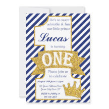 Prins First Birthday Uitnodiging met enveloppen