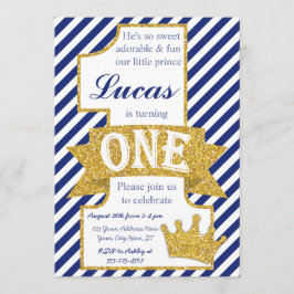 Prins First Birthday Uitnodiging met enveloppen