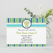 Prins Frog Invitation Boy Birthday Party Green Kaart (Staand voorkant)