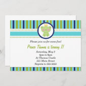 Prins Frog Invitation Boy Birthday Party Green Kaart (Voorkant / Achterkant)