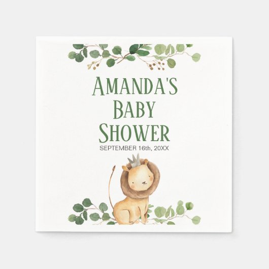 Prins Greenery Leeuw Baby Shower Servetten (Voorkant)