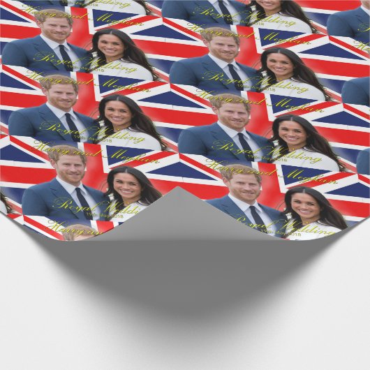 Prins Harry en Meghan Markle Koninklijke Huwelijk Cadeaupapier (Hoek)