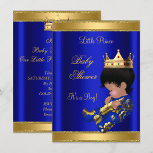 Prins Jongen Baby Shower Blauw 2 Afro-Amerikaans Kaart
