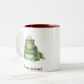 Prins kikker, kus me snel! tweekleurige koffiemok (Voorkant links)