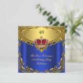 Prins King Red Gold Royal Blue Crown Birthday Kaart (Staand voorkant)