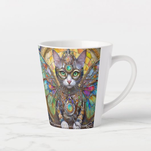 Prins Kitty Kat van de Vlindervleugel Brigade Latte Mok (Rechts)