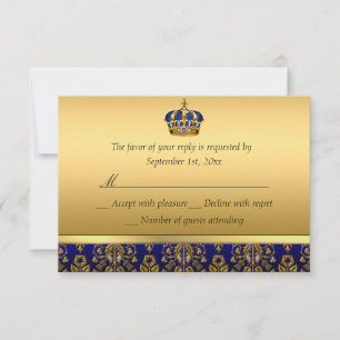 Prins Koninklijk Blauw Koninklijke Kroon Doop RSVP Kaartje