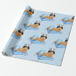 Prins Koninklijke Babyblauwe & Zilveren Kussen Jon Cadeaupapier
