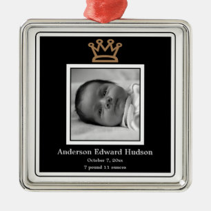 Prins kroon baby jongen foto ornament