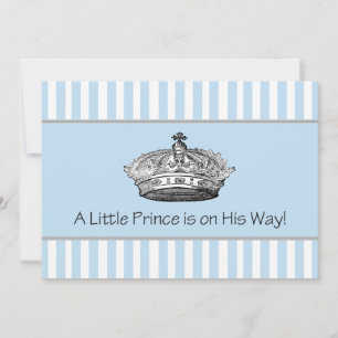 Prins kroon blauw witte baby jongen shower kaart