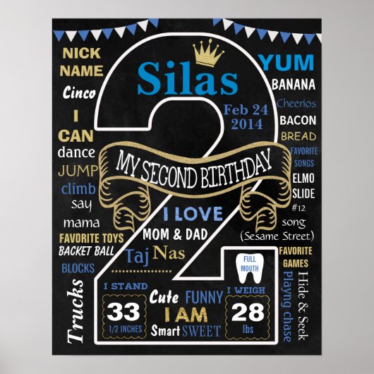 Prins kroonbord, tweede verjaardag, bord poster (Voorkant)