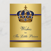 Prins kroonwensen voor Baby shower van Baby Boy Advieskaart (Voorkant)
