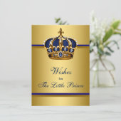 Prins kroonwensen voor Baby shower van Baby Boy Advieskaart (Staand voorkant)