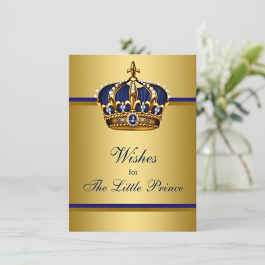 Prins kroonwensen voor Baby shower van Baby Boy Advieskaart (Staand voorkant)