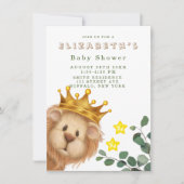 Prins Leeuw Gouden Kroon Jongens Baby Shower Kaart (Voorkant)