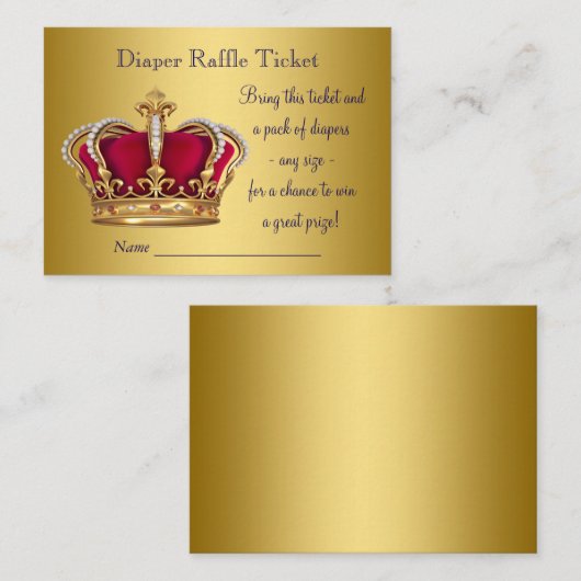 Prins Luier Raffle Tickets Informatiekaartje (Voorkant / Achterkant)