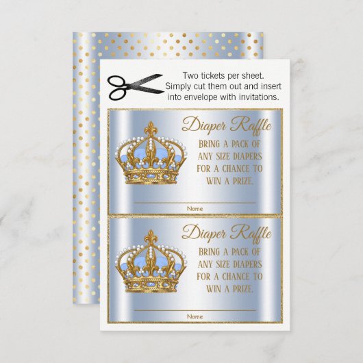 Prins Luier Raffle Tickets Kaart (Voorkant / Achterkant)