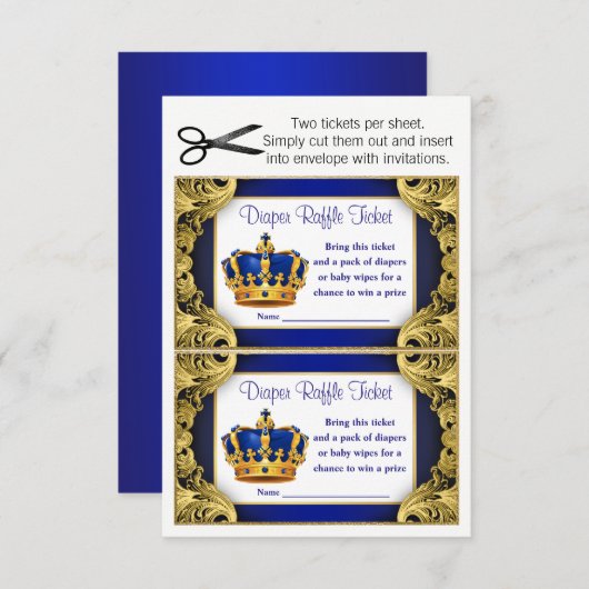 Prins Luier Raffle Tickets Kaart (Voorkant / Achterkant)