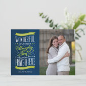 Prins met kerstfotokaart voor de vrede feestdagenkaart (Staand voorkant)