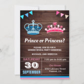 Prins of Prinses Gender Reveal Party Kaart (Voorkant)