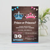 Prins of Prinses Gender Reveal Party Kaart (Staand voorkant)