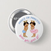 Prins of prinses geslacht onthullen roze blauw gou ronde button 5,7 cm (Voorkant /achterkant)