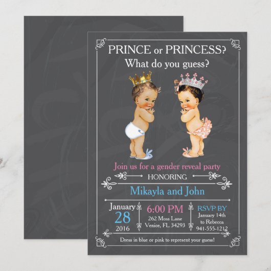 Prins of Prinses geslachtsopenbaring - Kaukasisch Kaart (Voorkant / Achterkant)