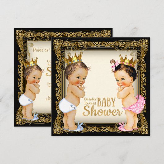 Prins of prinses onthult Fancy Baby shower Kaart (Voorkant / Achterkant)