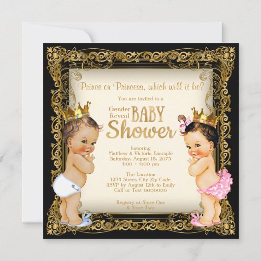 Prins of prinses onthult Fancy Baby shower Kaart (Achterkant)