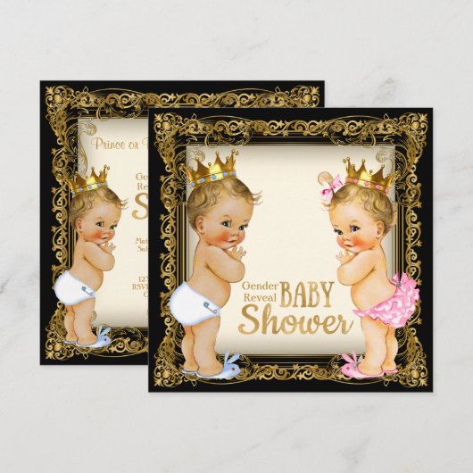Prins of prinses onthult Fancy Baby shower Kaart (Voorkant / Achterkant)