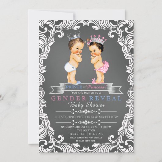 Prins of Prinses schoolbord geslachtsopenbaring Kaart (Voorkant)