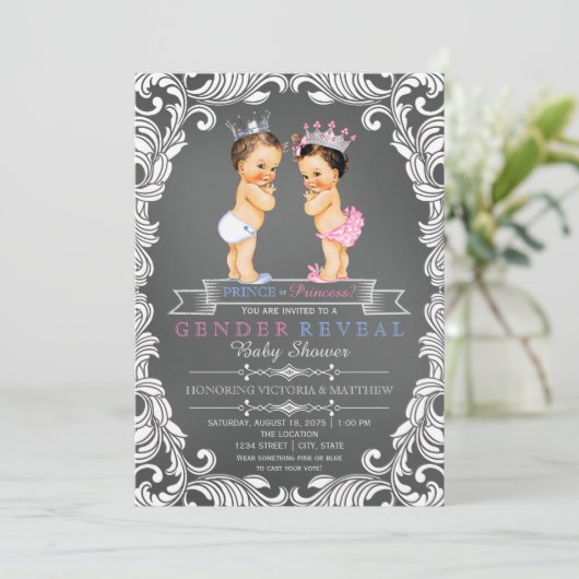 Prins of Prinses schoolbord geslachtsopenbaring Kaart (Staand voorkant)