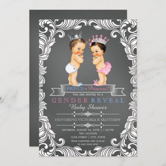 Prins of Prinses schoolbord geslachtsopenbaring Kaart (Voorkant / Achterkant)