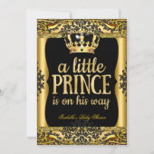 Prins onderweg naar Baby shower Gold Black 2 Kaart (Voorkant)