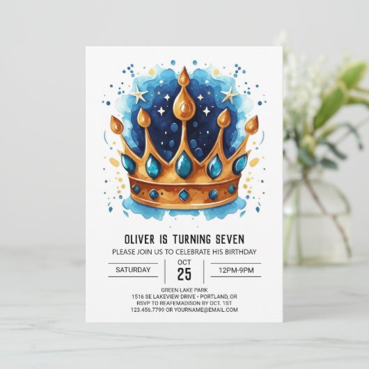 Prins Online Verjaardag Kroon Kaart (Staand voorkant)