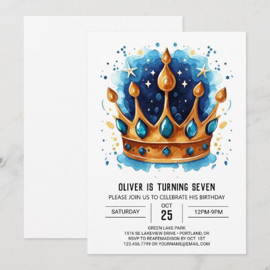 Prins Online Verjaardag Kroon Kaart (Voorkant / Achterkant)