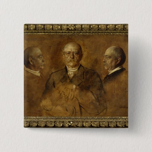 Prins Otto von Bismarck, 1884 Vierkante Button 5,1 Cm (Voorkant)