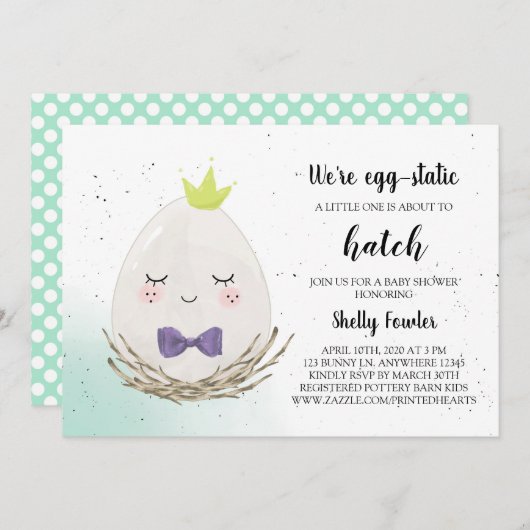 Prins Paasei Baby shower Uitnodiging - Spring (Voorkant / Achterkant)