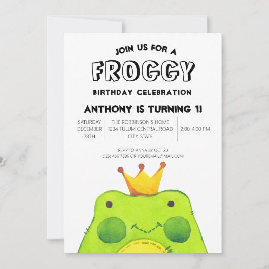 Prins prins Eerste partij schattig groen Kaart (Voorkant)